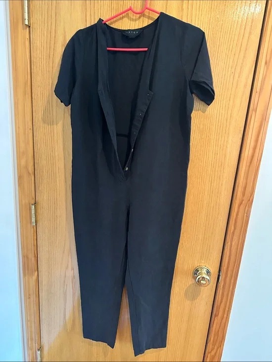 Women’s maternity Black Short-Sleeve V-Neck Jumpsuit