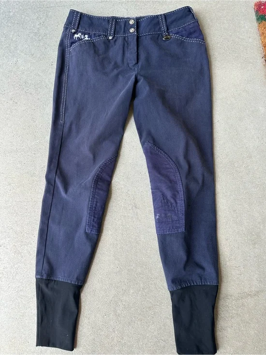Navy Equestrian Breeches with Knee Patches by Equine Couture Horse Riding Pants