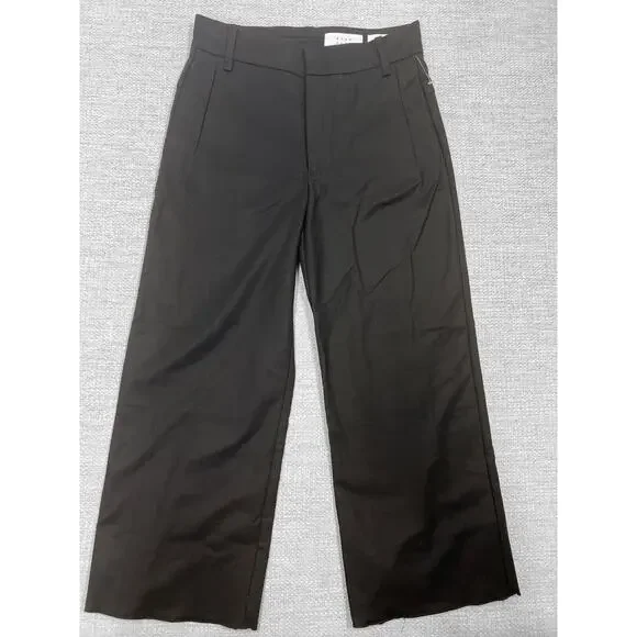 CH. Chapter 2139 3207 Size 28 Wide Leg Button Fly Raw Hem Black Pants V-Vent Leg