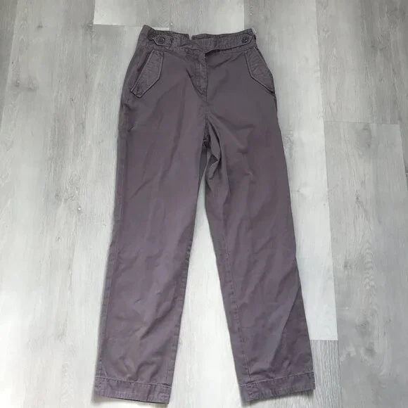 RAG & BONE PURPLE CHINO PANT BUTTON BELT STRAIGHT LEG WOMENS 4