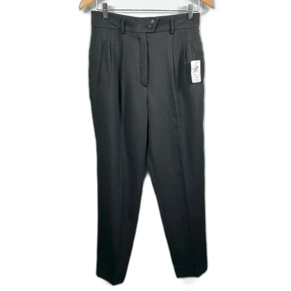 Mondi Vintage Black Pleated Wool Blend Dress Pants NWT Size European 40/US 10