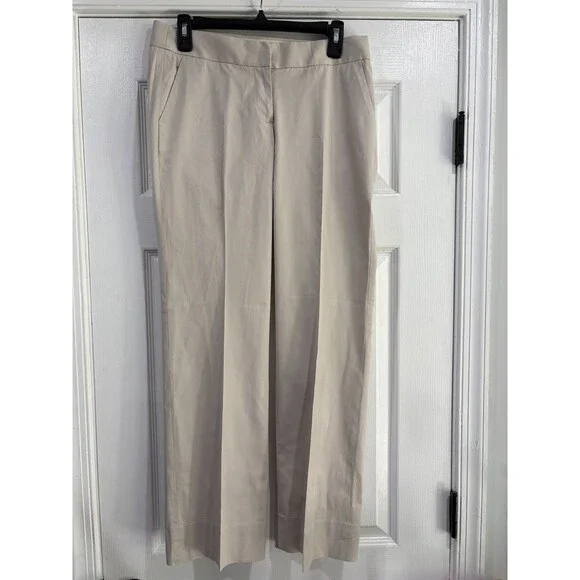 J Crew City Fit Womens Size 4 Beige Dress Pants Straight Leg Career Trousers