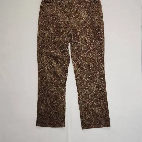 Vintage Kate Hill Casual Women's Size 14 Brown Ankle Length Pants Trousers