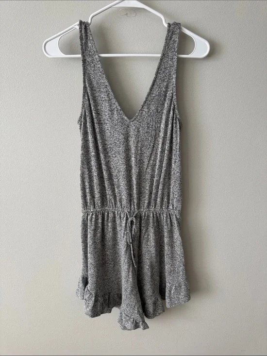 Express Gray Sleeveless V-Neck Romper