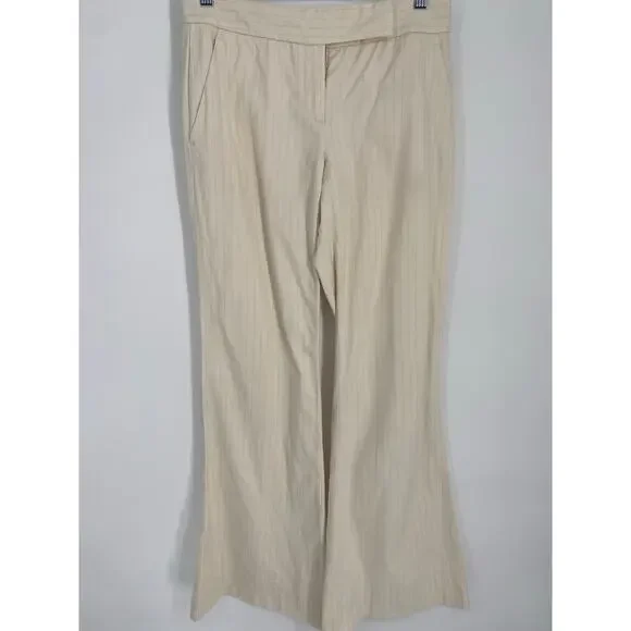 Theory Pants Women’s 2‎ Cream Flare Dress Striped Professional Career Office