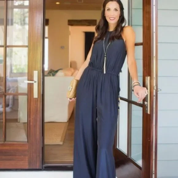 Calypso St. Barth Campina Halter Jumpsuit Navy