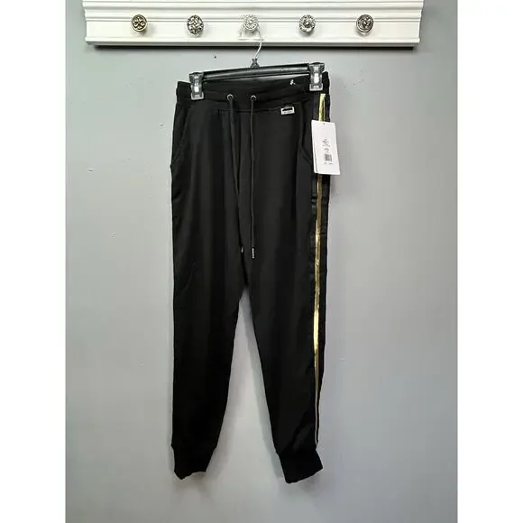 Ki Pro‎ Performance Joggers/Sweatpants Black Gold Striped Womens Small NEW