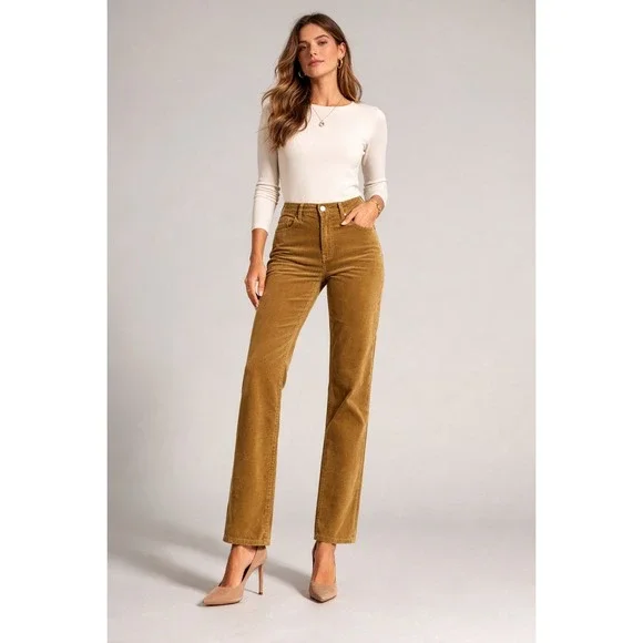 Levi's Women's Low Pro Straight Corduroy Pants 28 x‎ L30 Brown Tan Straight Leg
