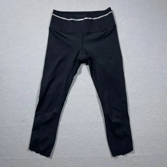 Athleta Leggings Womens XS Black‎ Mid Rise Cropped Reflective Spinning Workout