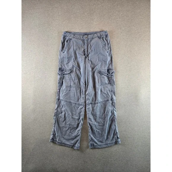 American Eagle Cargo Pants‎ Women 12 Blue Super High Rise Baggy Wide Leg Utility