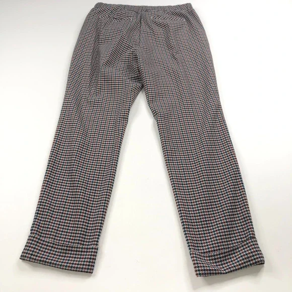J. Jill Pull On 8 (Fit 30W 27L) Mid Rise Tapered Cuffed Pants Houndstooth MINT