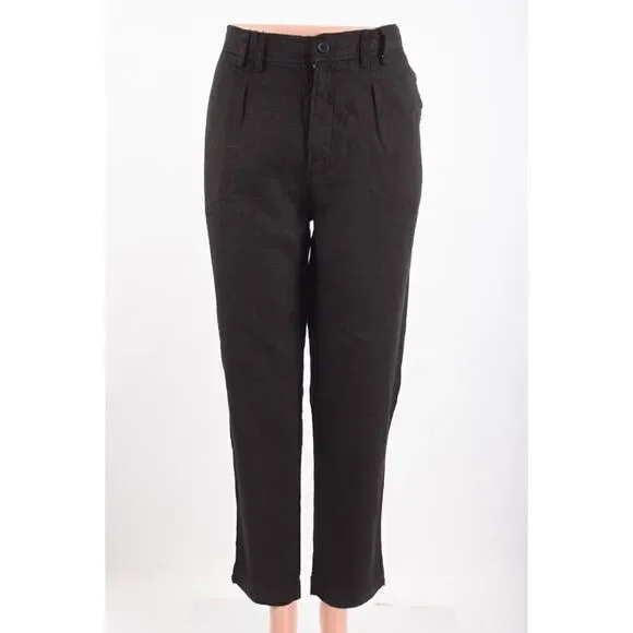 People Like Frank Womens Pants Size 6 Black Linen Straight Fit NWT