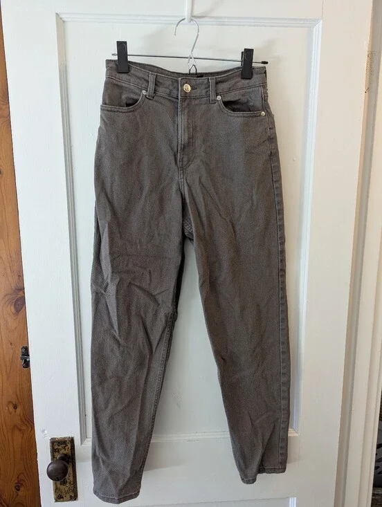 H&M High-Rise Straight Pants — Taupe Gray