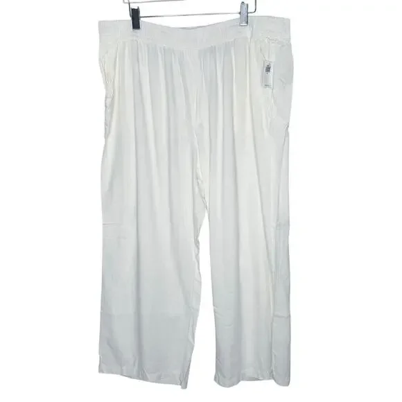 Old Navy High Waisted Linen Blend Wide Leg Pants 3X NEW Summer Travel