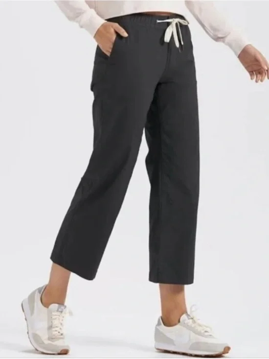 Vuori Ripstop Wide Leg Pants Womens Small Gray Drawstring Cropped Chino Organic