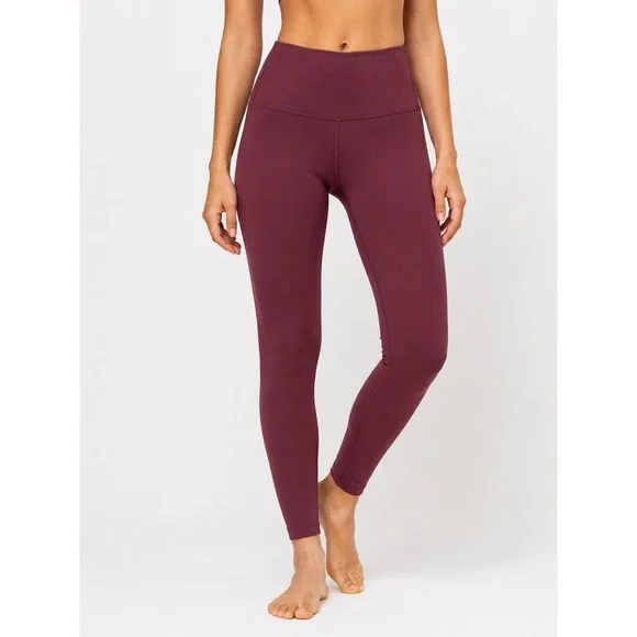 Yogalicious Lux Leggings XS Burgundy High Rise Athletic Yoga Activewear 25