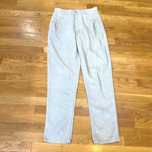 Vintage Smags High Waisted Corduroy Pants Blue‎ Grey Pleated Tapered 80s 90s