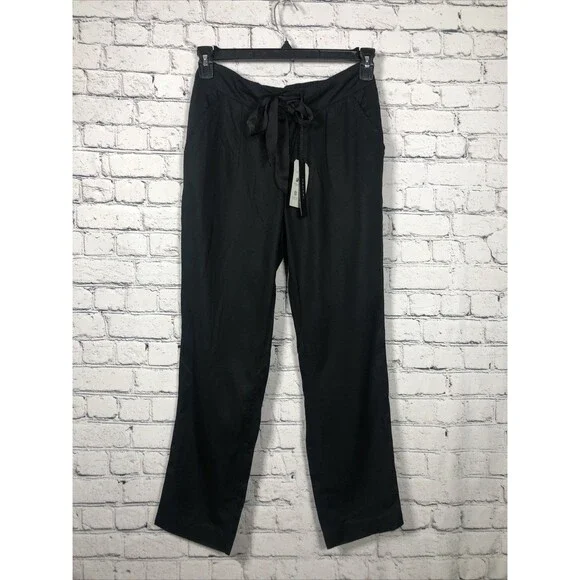 TAHARI Women’s Black Zip Front Tie Waist Crop Work Casual Pants Size 6/28