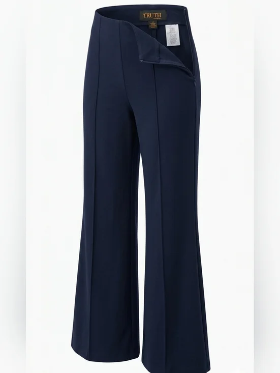 Truth by Republic Navy Blue High Rise Wide Leg Pintuck Seam‎ Dress Pants Size 4