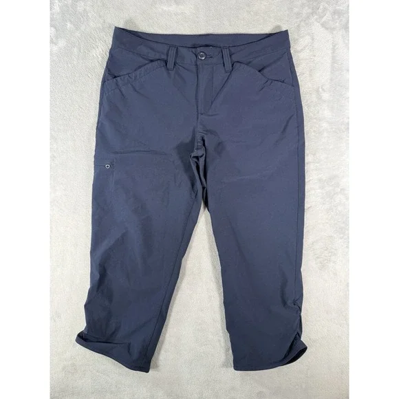 Eddie Bauer Capri Pants Women's 6 Blue Ruched Hem Cargo Hiking Outdoor 20