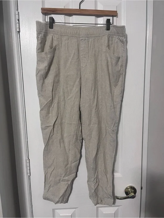 Old Navy women’s Linen rayon blend tapered pant stretch drawstring large pocket