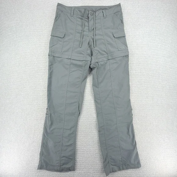 The North Face Convertible Zip Off Cargo Hiking Pants Womens 6 Long Gray Stretch