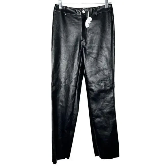 PRINCESS POLLY / Macey black faux leather high waisted pants / 6