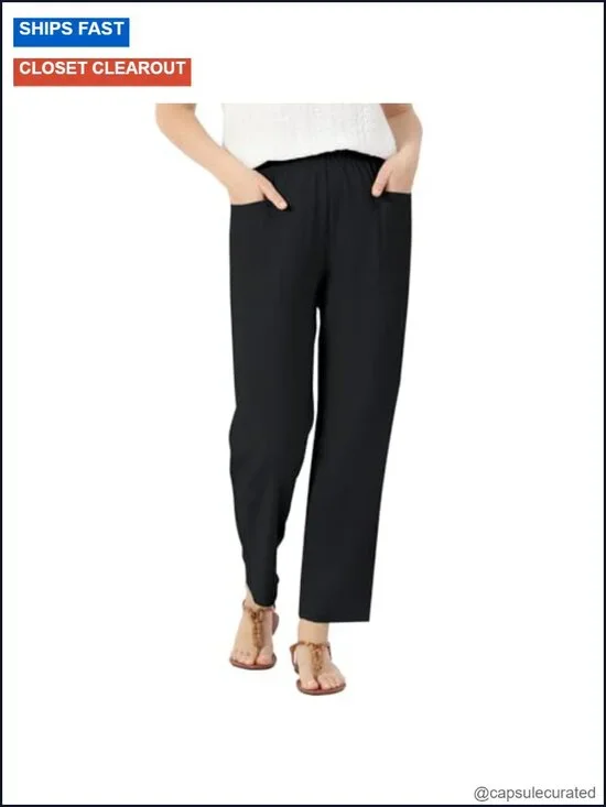 High Waist Elastic Summer Beach Casual Pants with Pockets