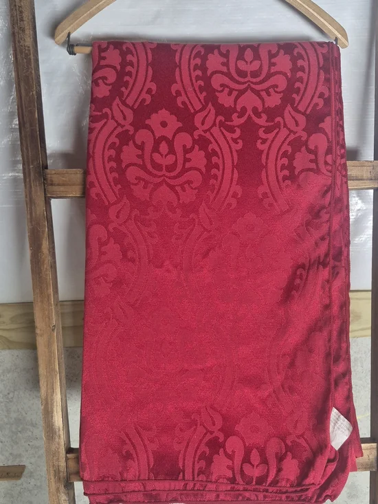 Red Damask Jacquard Tablecloth or Fabric Panel 56x96