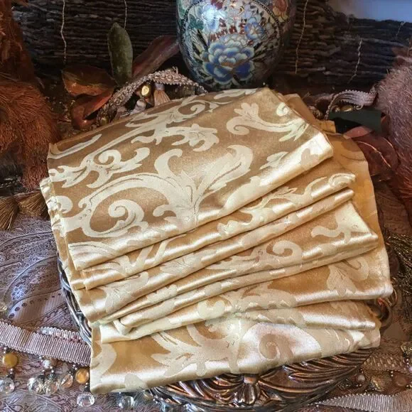 SET OF Yellow Gold Floral Dinner Napkins