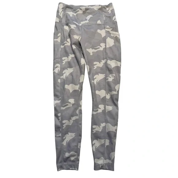 Yogalicious Lux Leggings Womens‎ Small Gray Camo High Rise Ankle Pockets Yoga