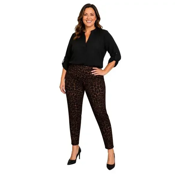 Kasper Animal Print Slim Ankle Dress Pants Women's Size 18 Stretch Career Office