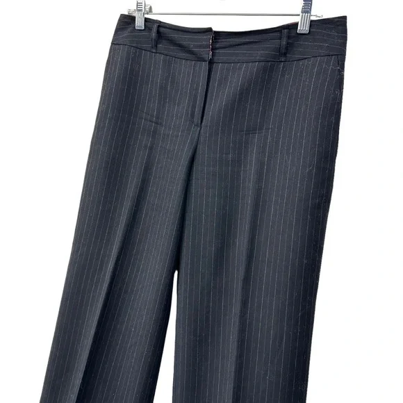 Talbots Petites Black Pinstripe Dressy Lined Trouser Pants, 8P