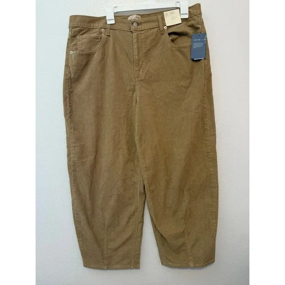 Universal Thread Easy Barrel Corduroy Pants Tan Brown High Rise 16R New