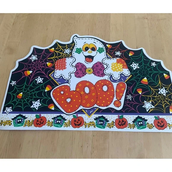 Vintage Barth & Dreyfuss Halloween Placemat Ghost Boo Vinyl 17.5in 070 RN 15545