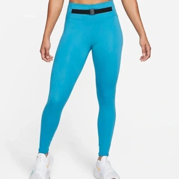 Nike Dri-Fit Buckle Cyber Teal Training Mid-Rise Leggings Size XS