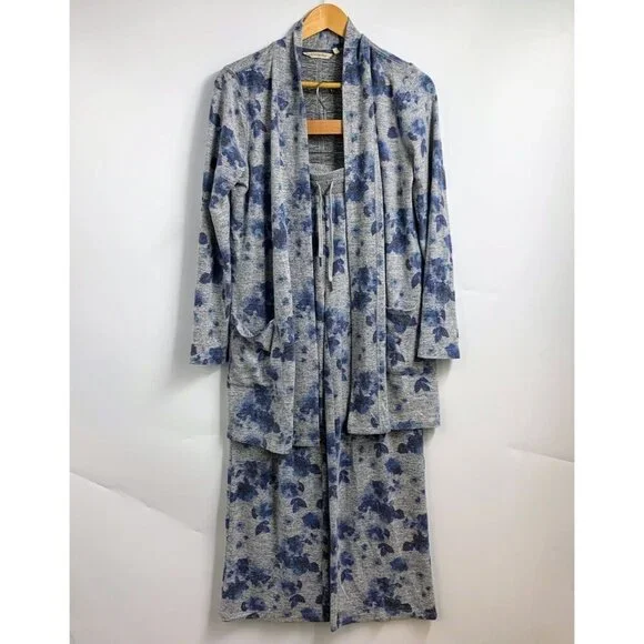 Soft Surrounding Women's Floral Knit Open Cardigan Sweat‎ Suit Set Size S