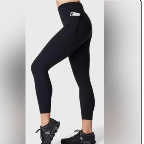 Sweaty Betty 7/8 length Power Workout Leggings w/Contrast Leg Panels Size Large