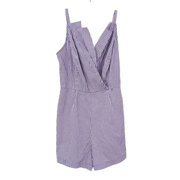 Lavender Stripe Wrap Romper Milk & Honey‎ Striped Summer Playsuit M