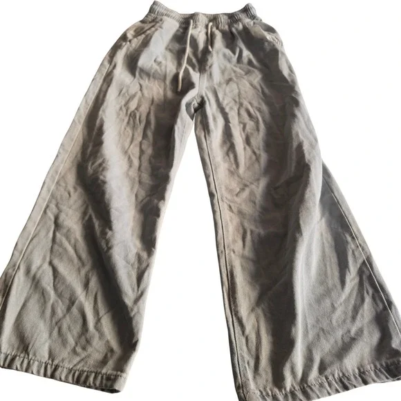 JR Fashion Women Light Wash Denim Look Wide Leg Jogger Pants Drawstring Waist