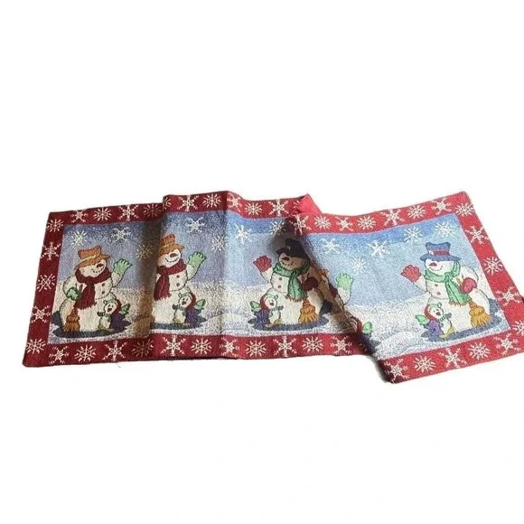 Vintage Christmas Snowman Tapestry Table Runner 52