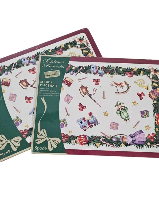 Spode Christmas Memories Set of 2 Red Trim Placemats