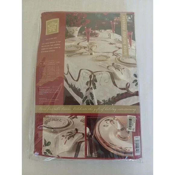 Lenox Holiday Nouveau NWT tablecloth 60x104” oblong new classic Christmas linens