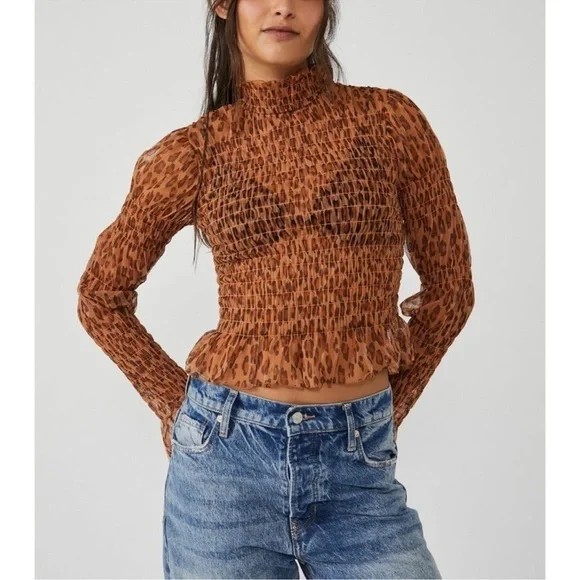 FREE PEOPLE Hello There Top / Leopard Combo