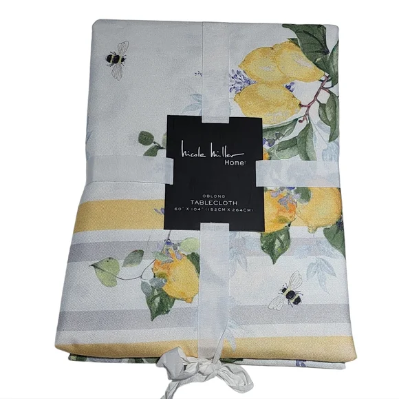 Nicole Miller Home Lemons And Flowers Shabby‎ Chic Tablecloth 60x104 Oblong