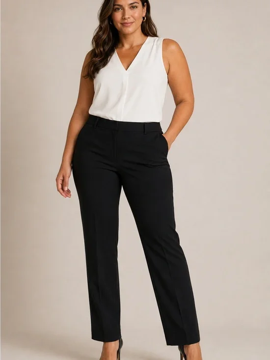 NWT Calvin Klein Slim Fit Black Dress Pants Women’s Size 12 Stretch Career