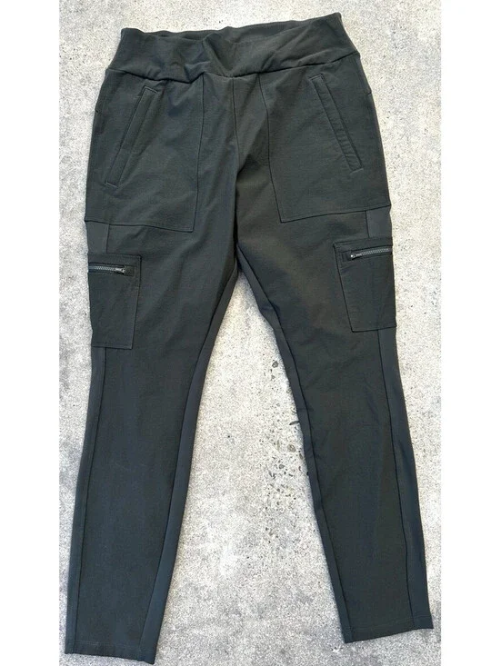 Athleta Headlands Hybrid Cargo II Tight Leggings Womens 12 Olive Green Zip Pkts