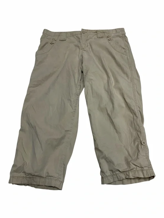 Calvin Klein Jeans Size 14 Khaki Cotton Cargo Capri Pants Roll Tab Casual