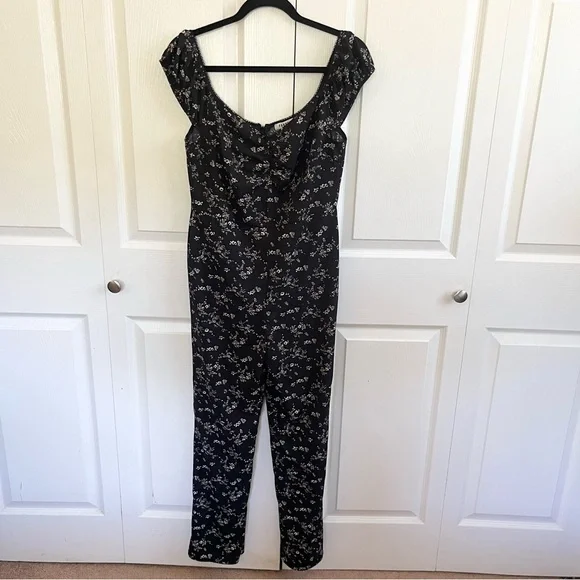 Farrow Black and White Floral Jumpsuit