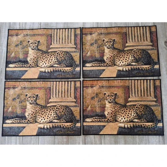 Elaine Vollherbst Cheetah Placemats Set of 4 Safari Nature Wildlife Decor